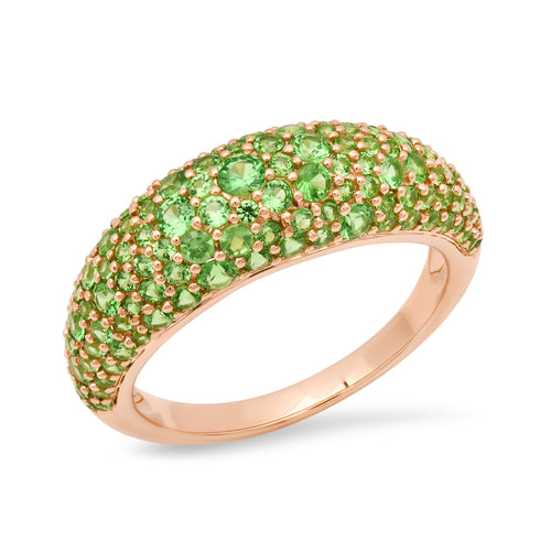 Gemstone or Diamond Domed Crescent Ring