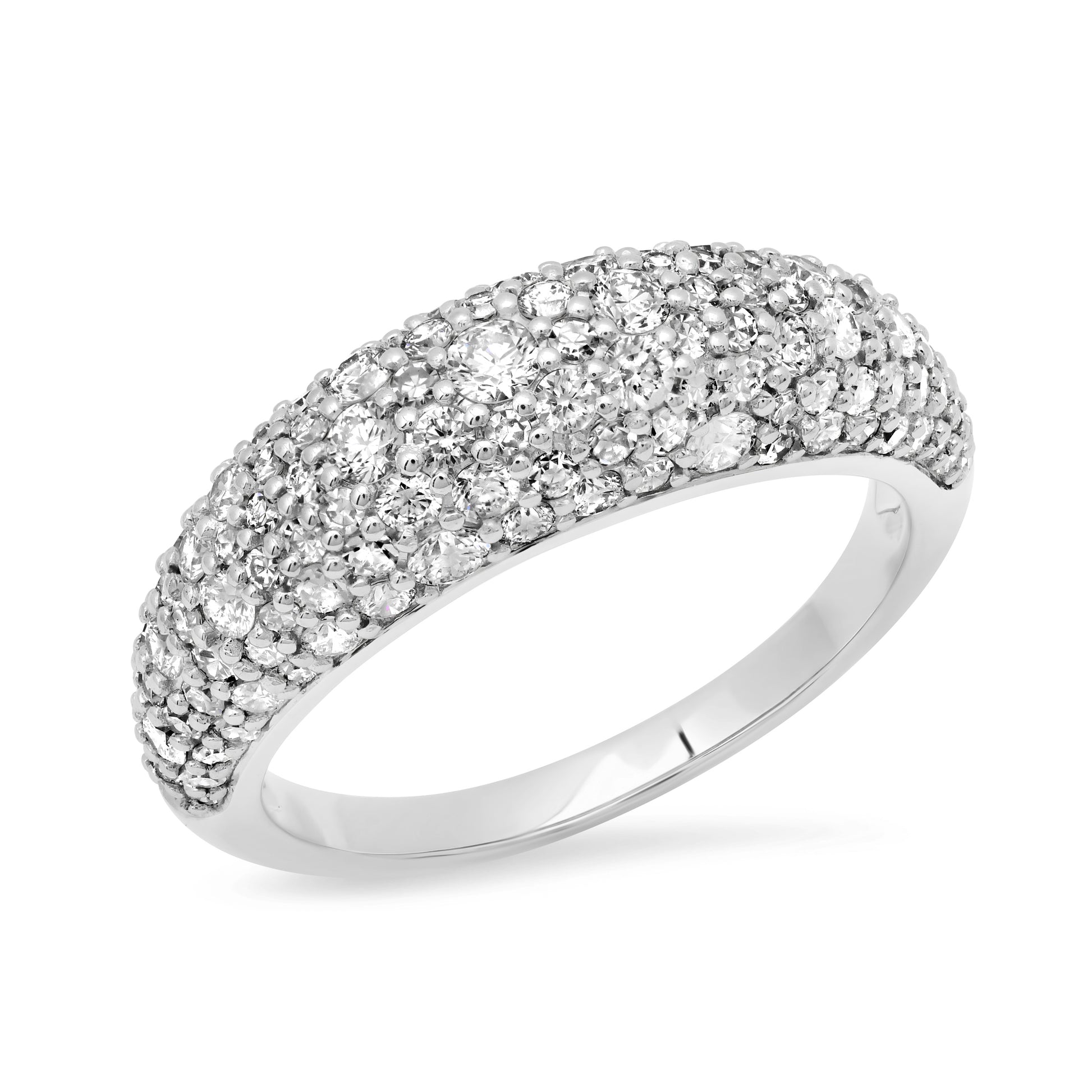 Gemstone or Diamond Domed Crescent Ring
