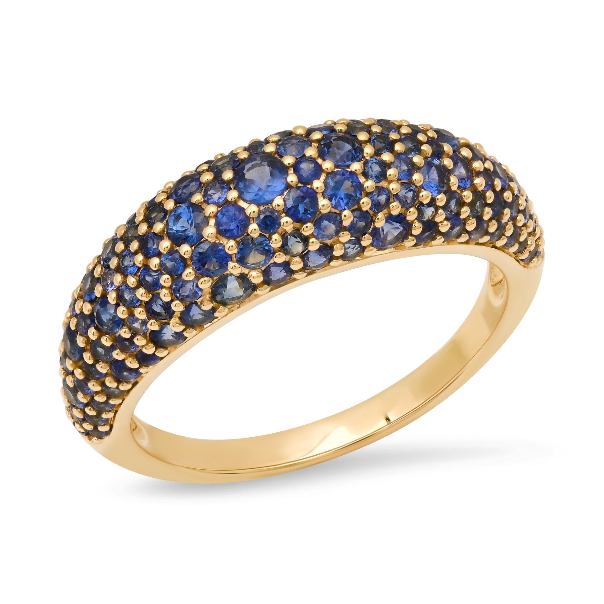 Gemstone or Diamond Domed Crescent Ring