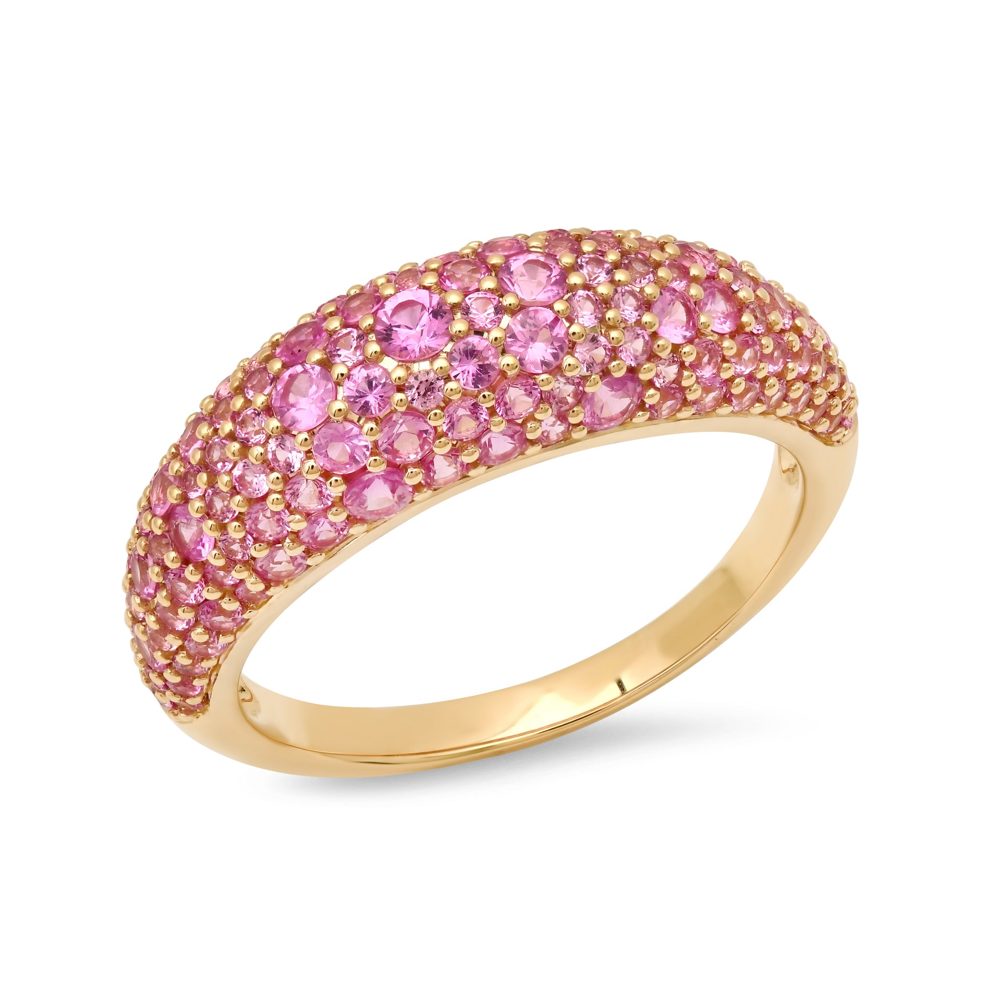 Gemstone or Diamond Domed Crescent Ring