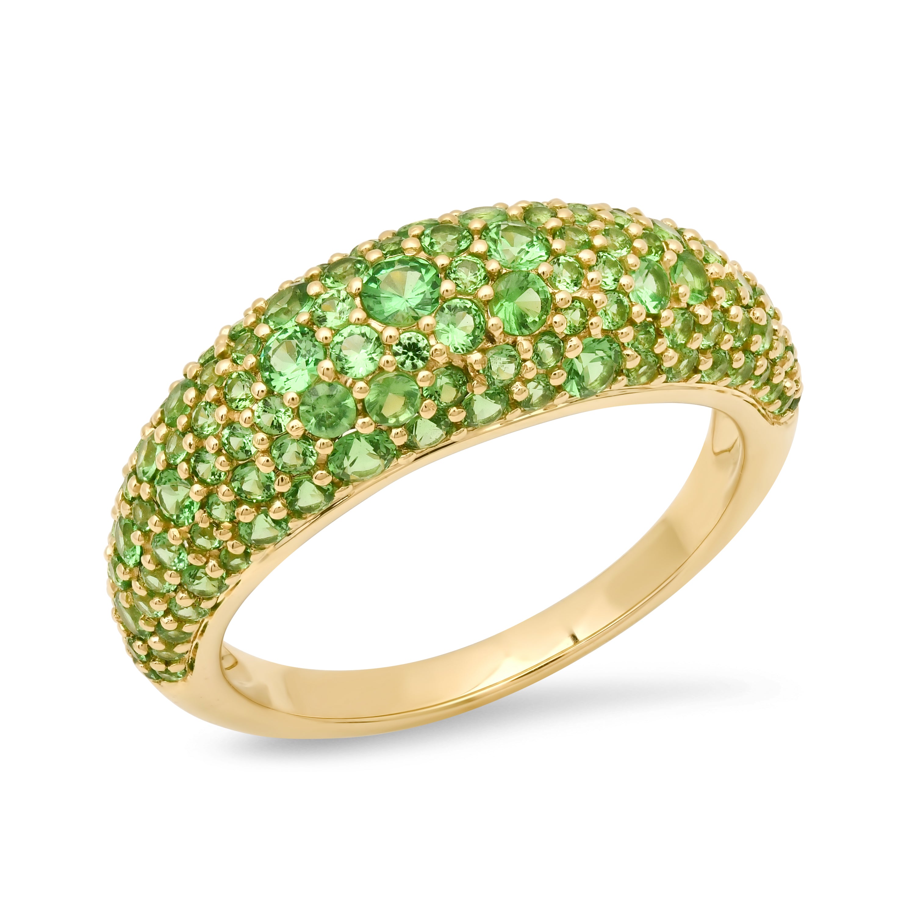 Gemstone or Diamond Domed Crescent Ring