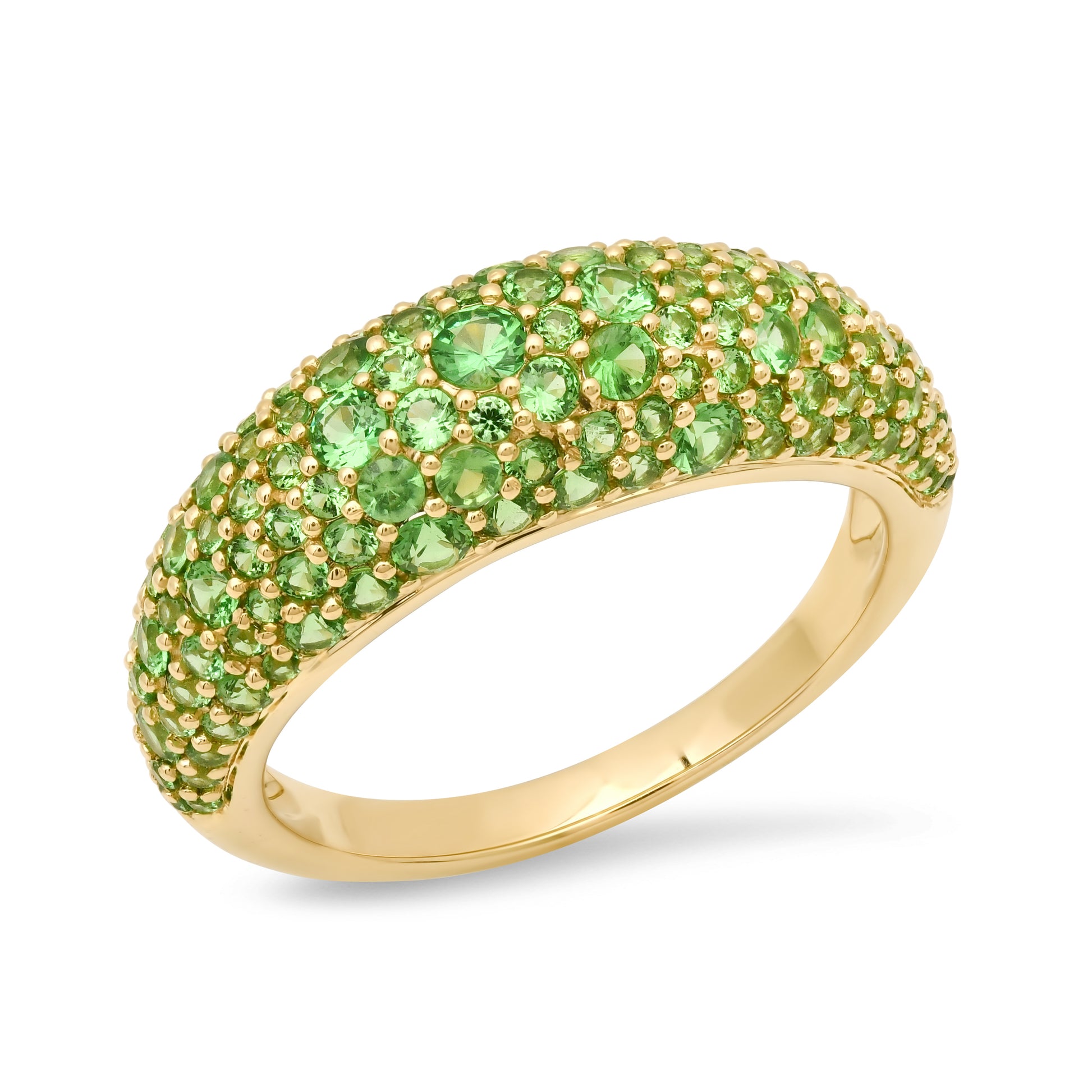 Gemstone or Diamond Domed Crescent Ring