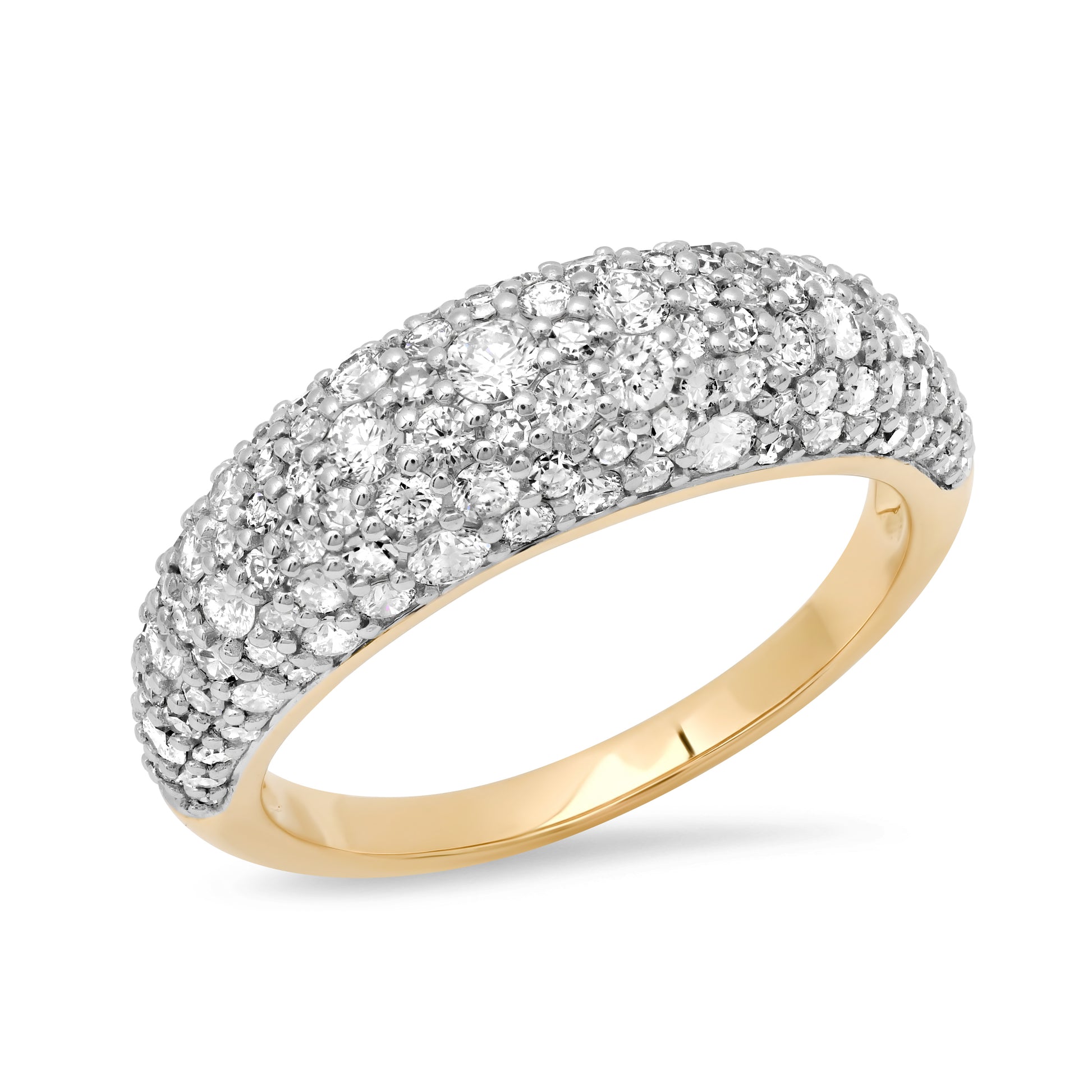 Gemstone or Diamond Domed Crescent Ring