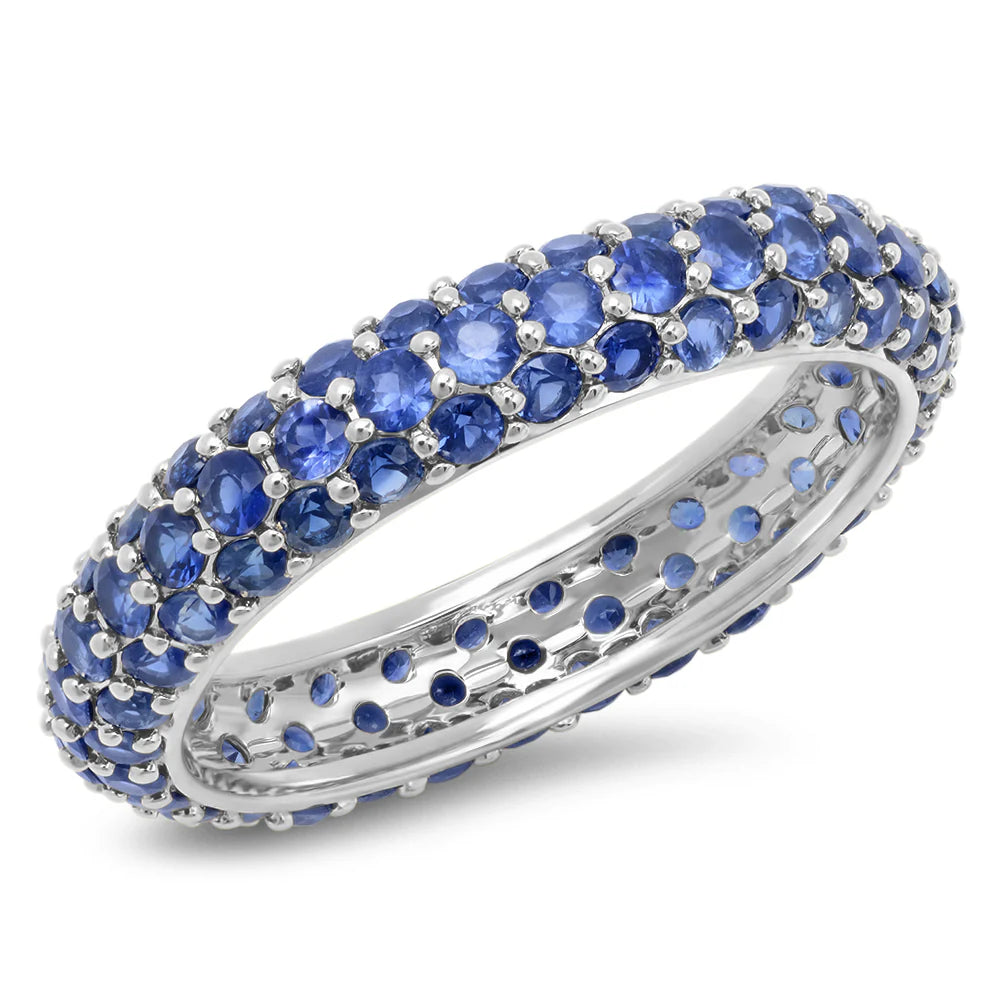 Gemstone Pave Domed Eternity Band Ring