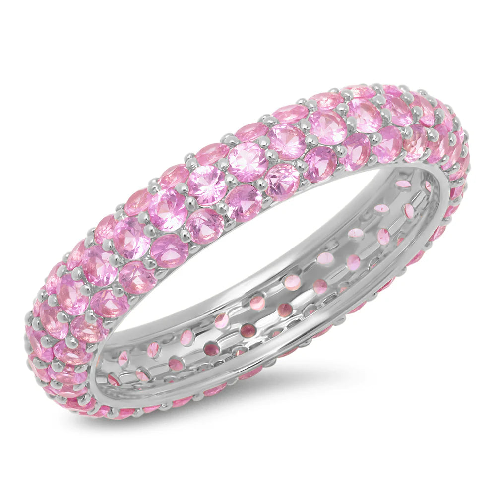 Gemstone Pave Domed Eternity Band Ring
