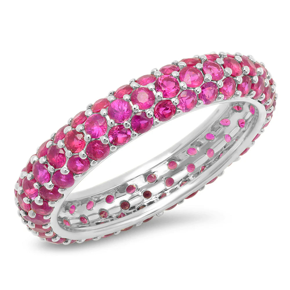 Gemstone Pave Domed Eternity Band Ring