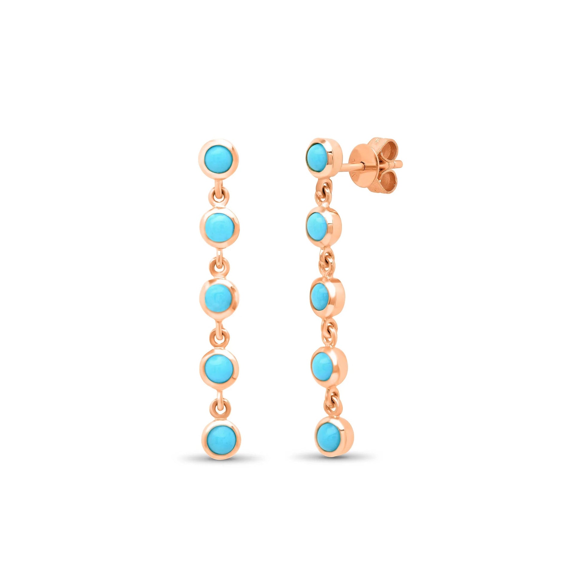 Five Turquoise Drop Bezel Earrings