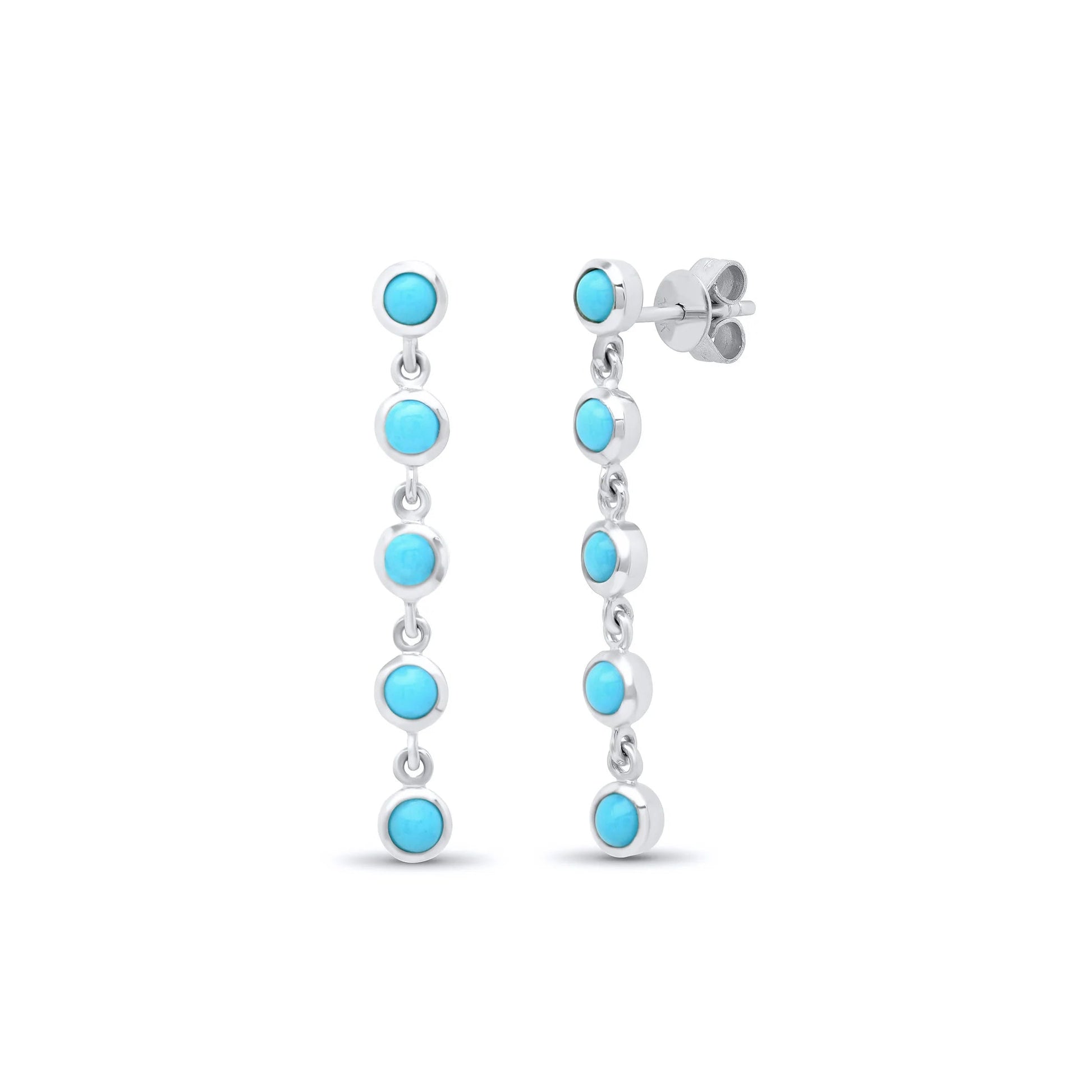 Five Turquoise Drop Bezel Earrings