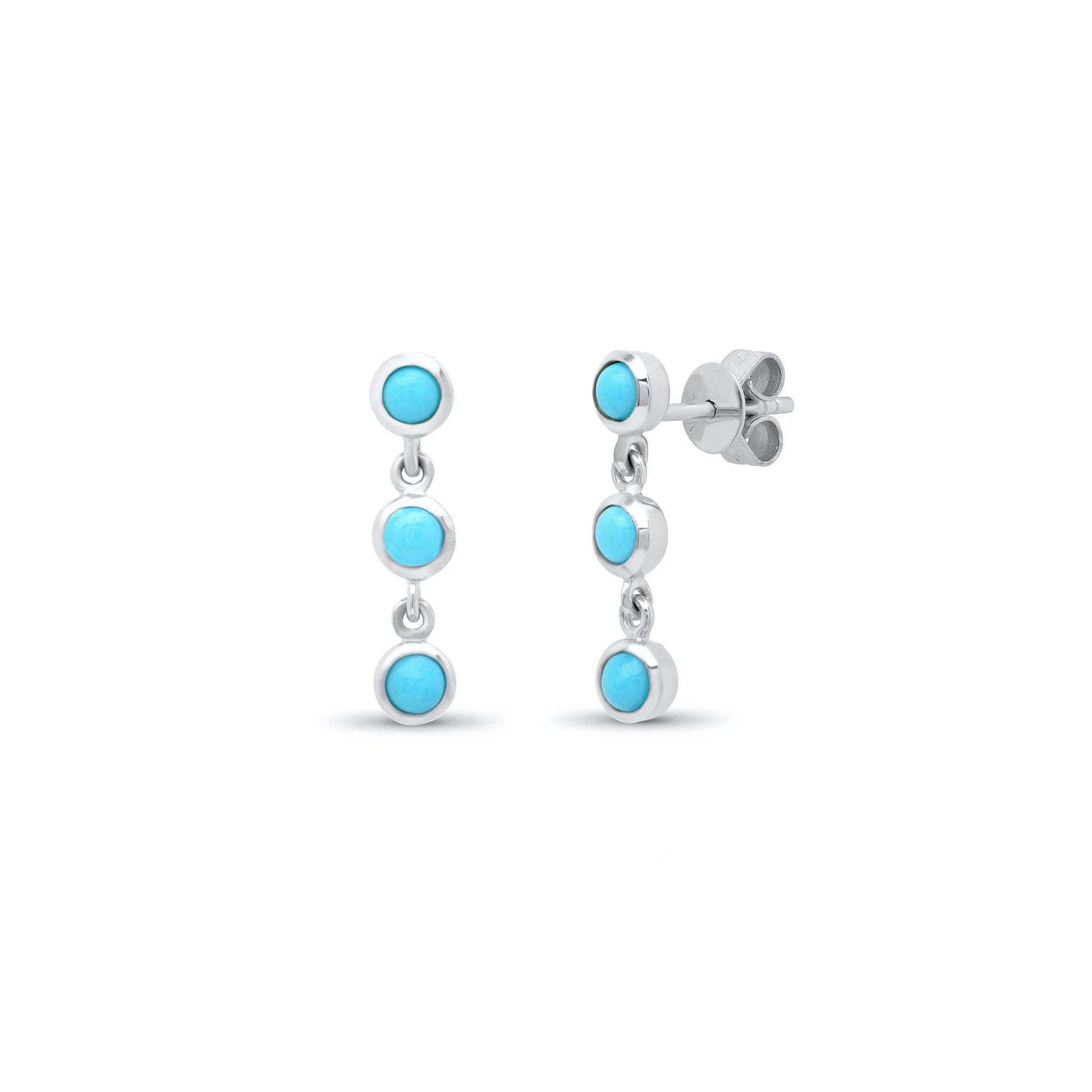Three Turquoise Drop Bezel Earrings