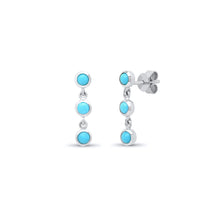 Three Turquoise Drop Bezel Earrings
