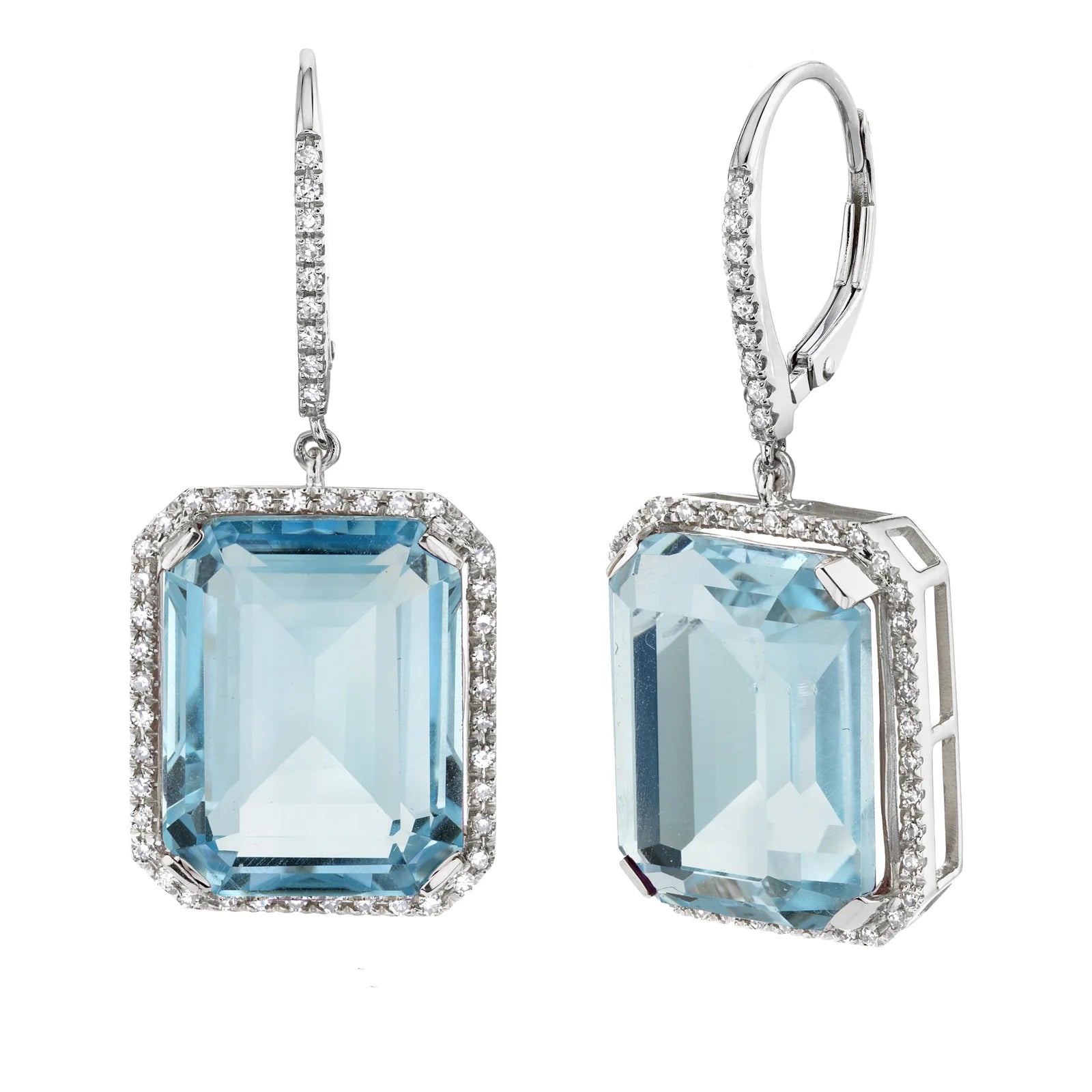 Light Blue Crystal & Diamond Portrait Earrings