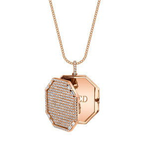 Pave Diamond Octagon Locket Necklace