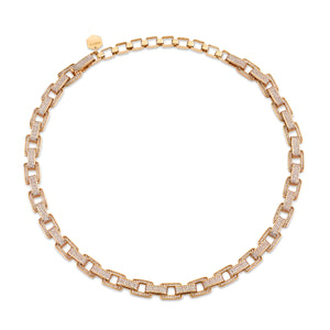 Pave Diamond Deco Link Necklace