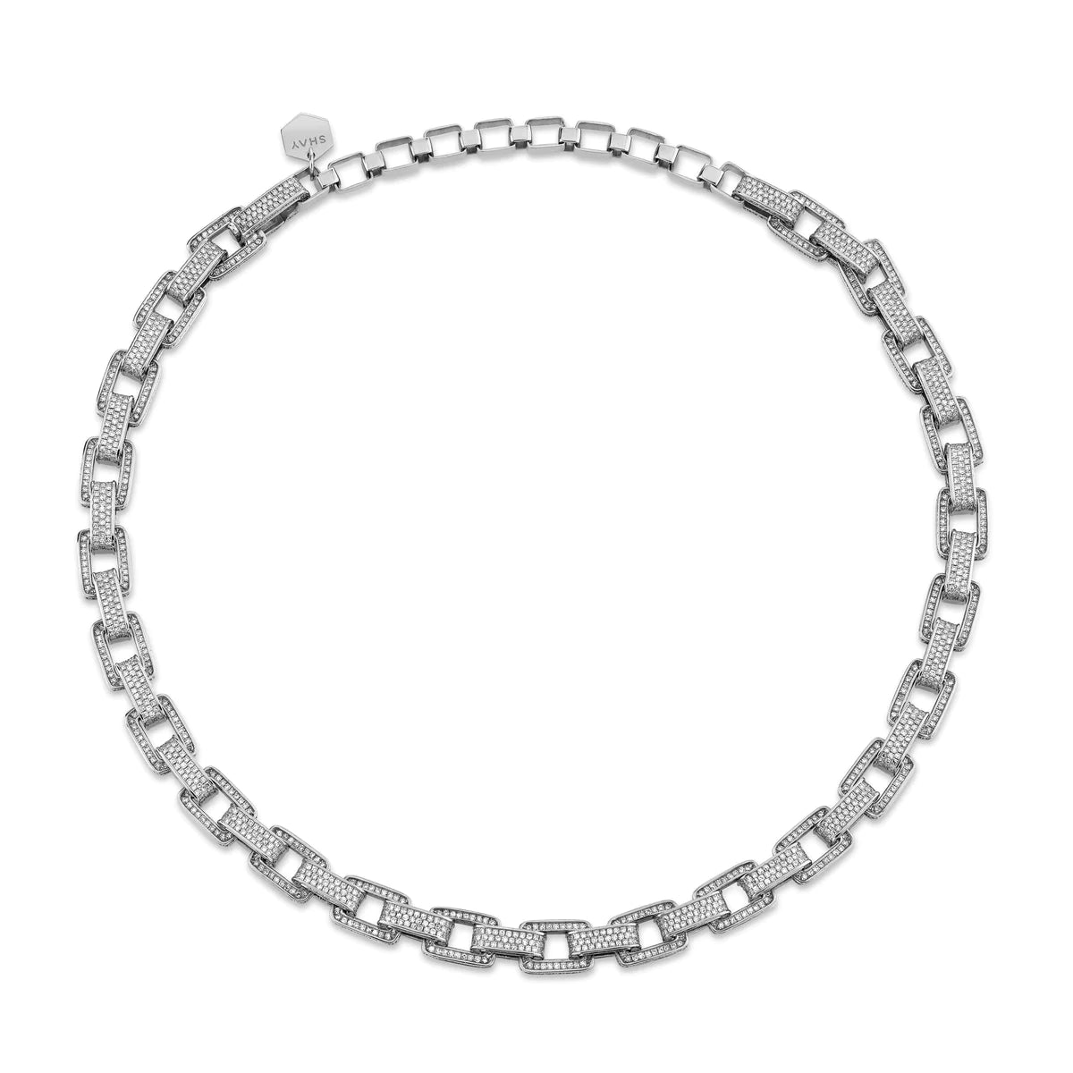 Pave Diamond Deco Link Necklace