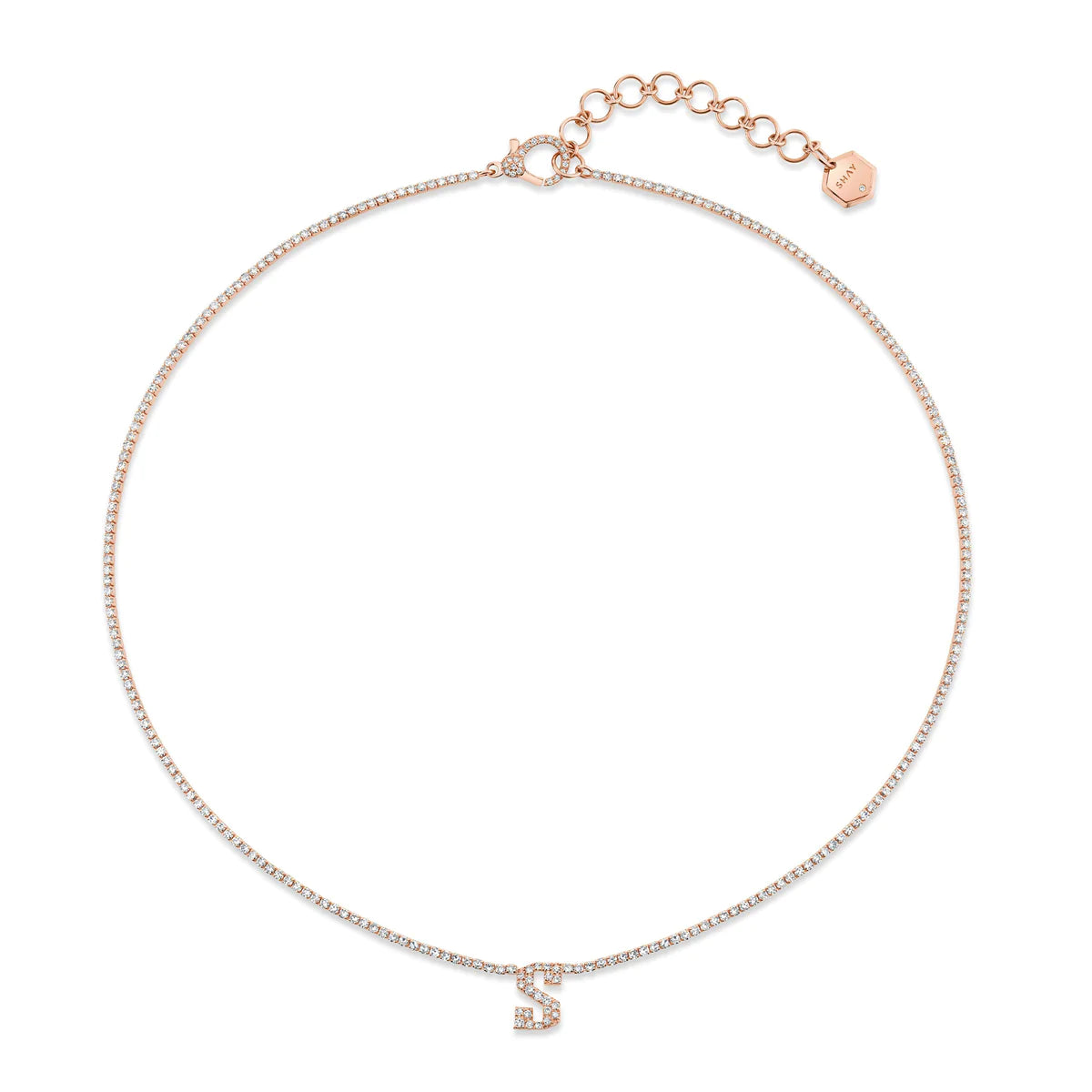 Pave Diamond Initial Thread Necklace