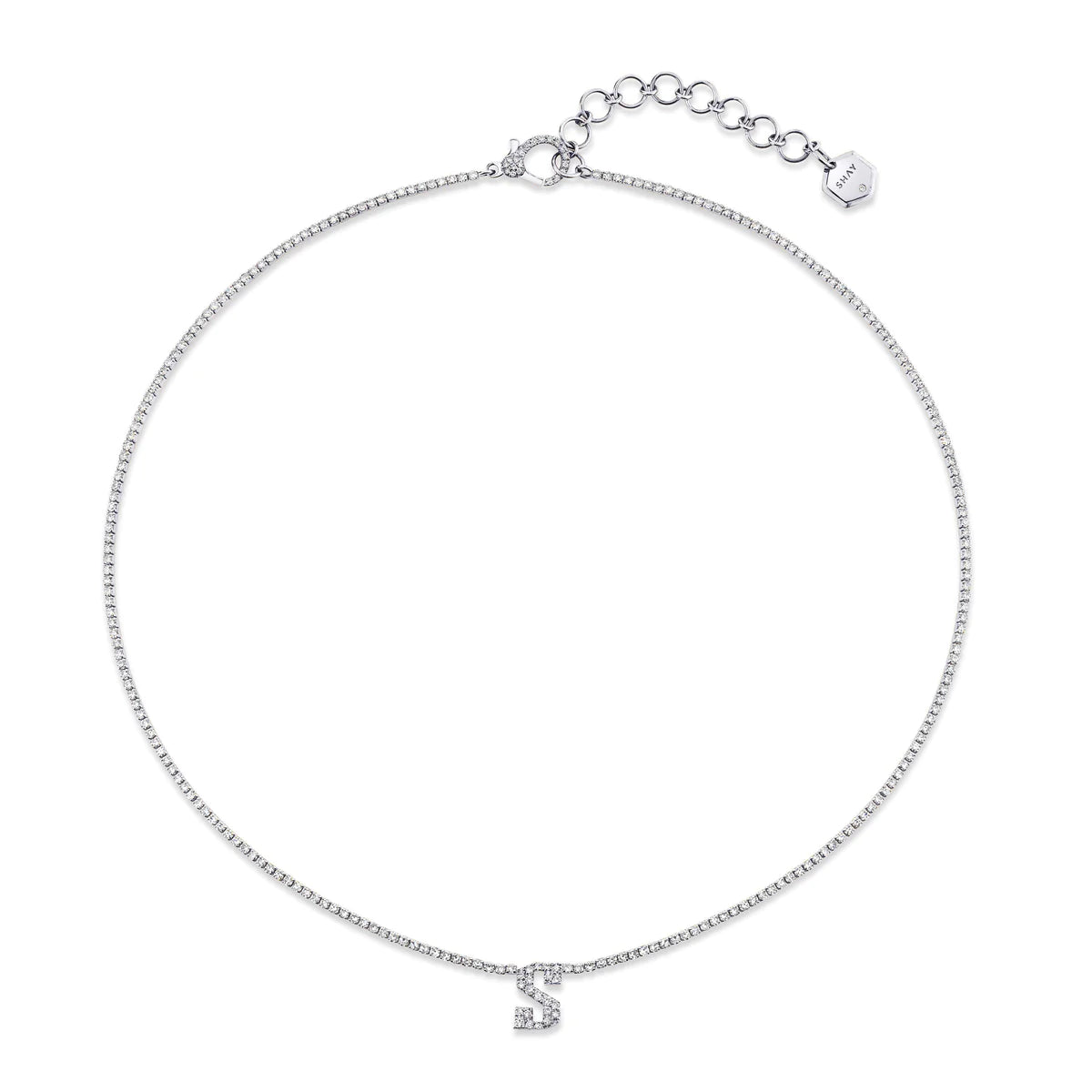 Pave Diamond Initial Thread Necklace