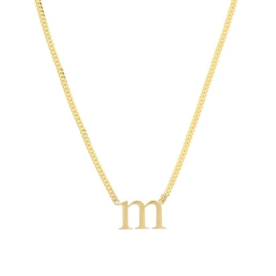 Lower Case Letter Initial Pendant Necklace 14K Yellow Gold