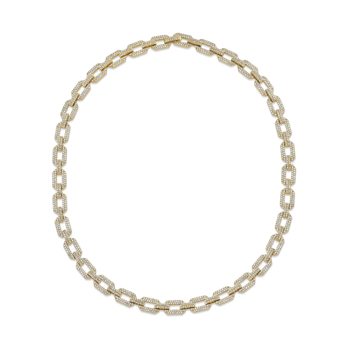 Diamond Pave Geo Flat Link Necklace
