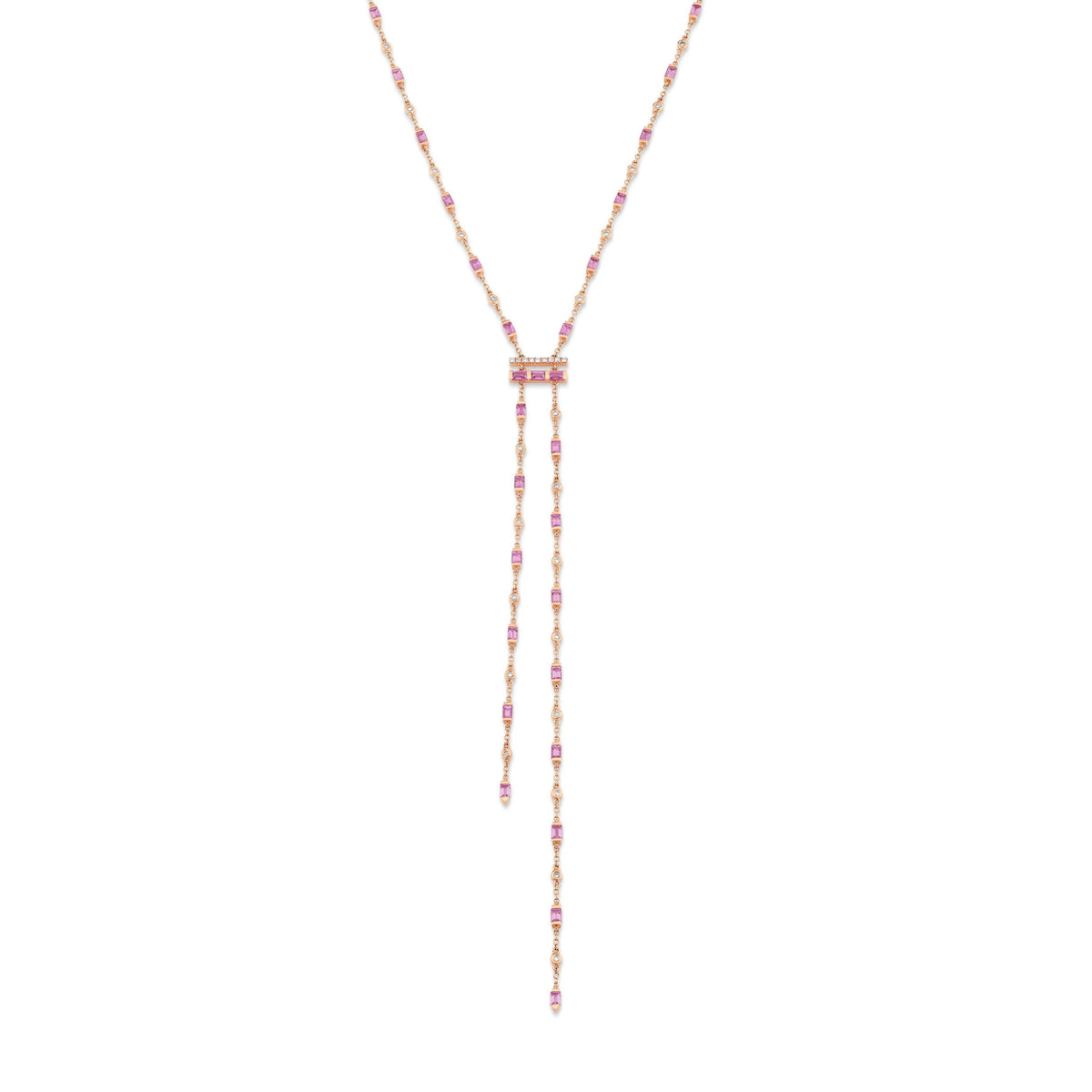 Pink Sapphire & Diamond Cascade Y Necklace