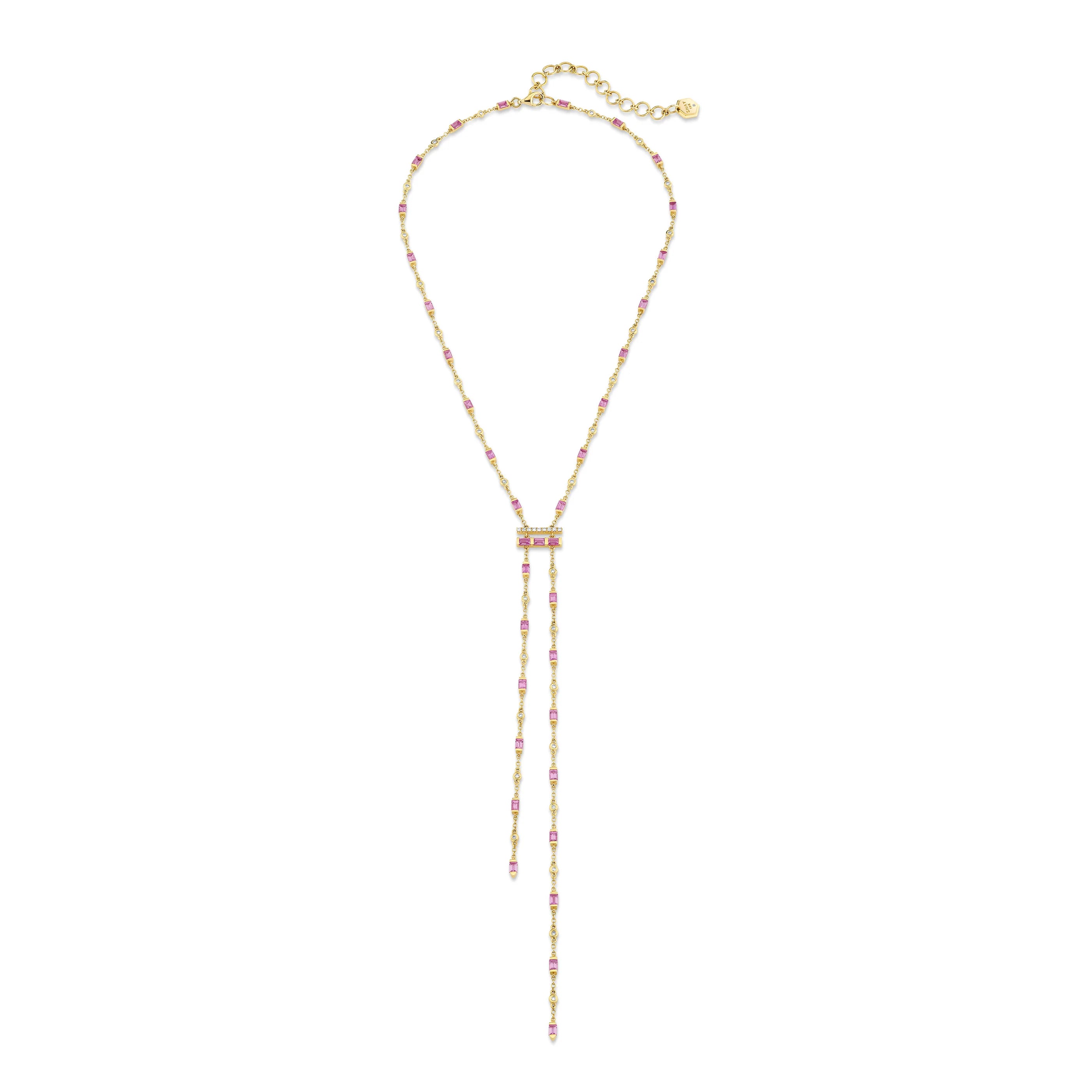 Pink Sapphire & Diamond Cascade Y Necklace