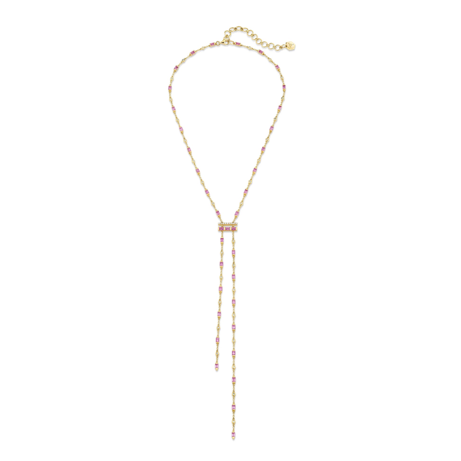 Pink Sapphire & Diamond Cascade Y Necklace