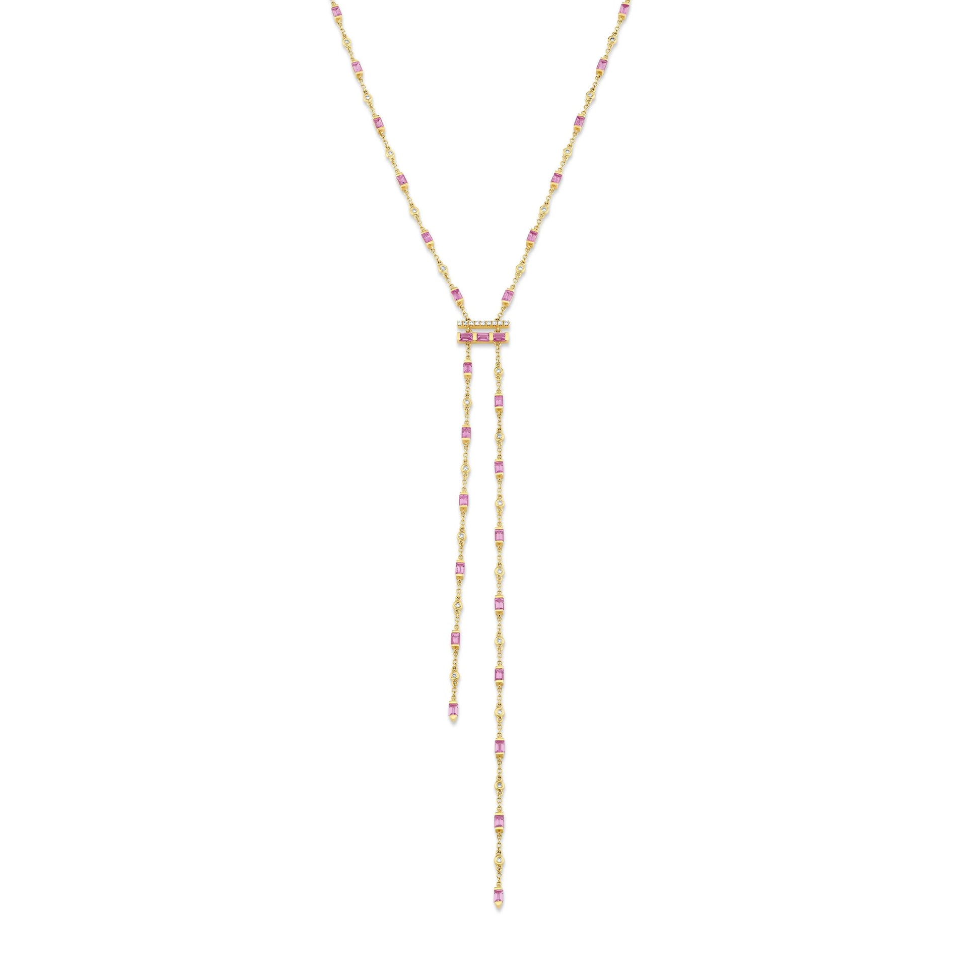 Pink Sapphire & Diamond Cascade Y Necklace