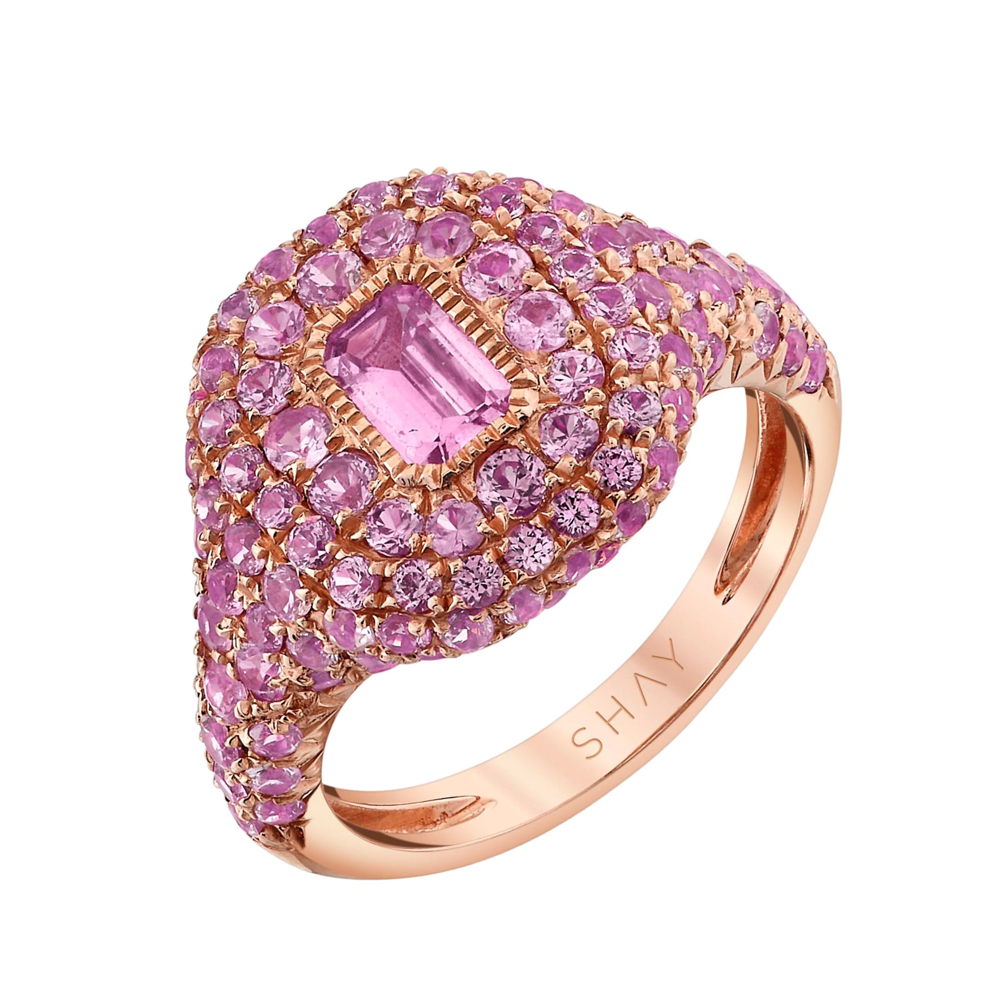 Pave Pink Sapphire or Ruby Pinky Ring