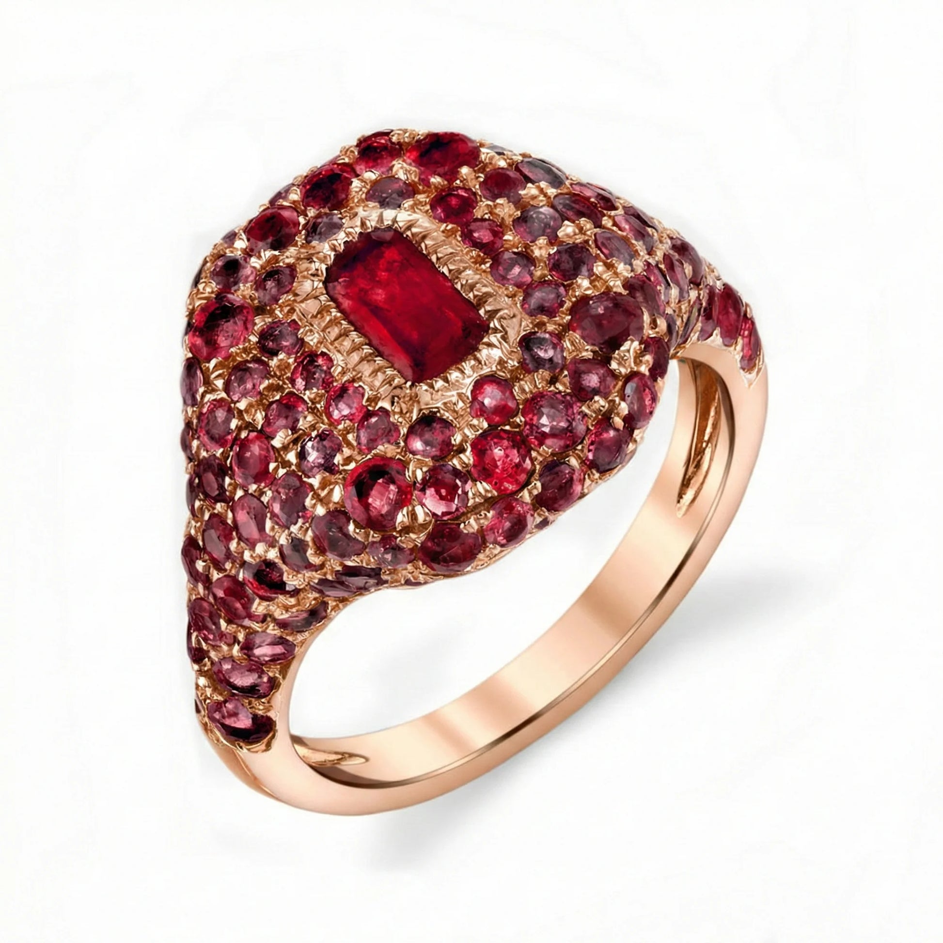 Pave Pink Sapphire or Ruby Pinky Ring