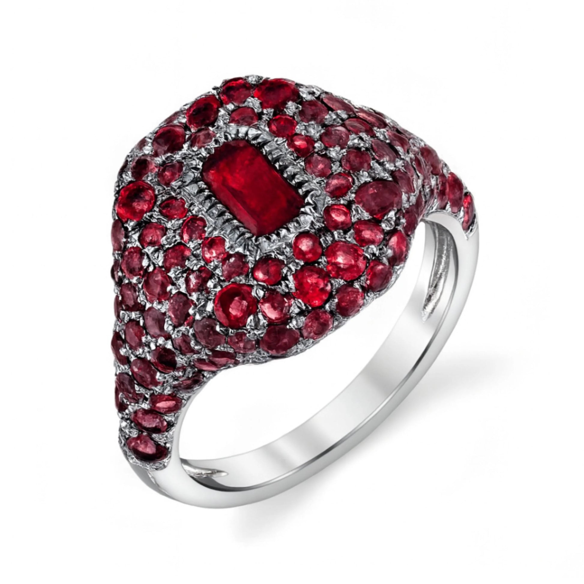 Pave Pink Sapphire or Ruby Pinky Ring