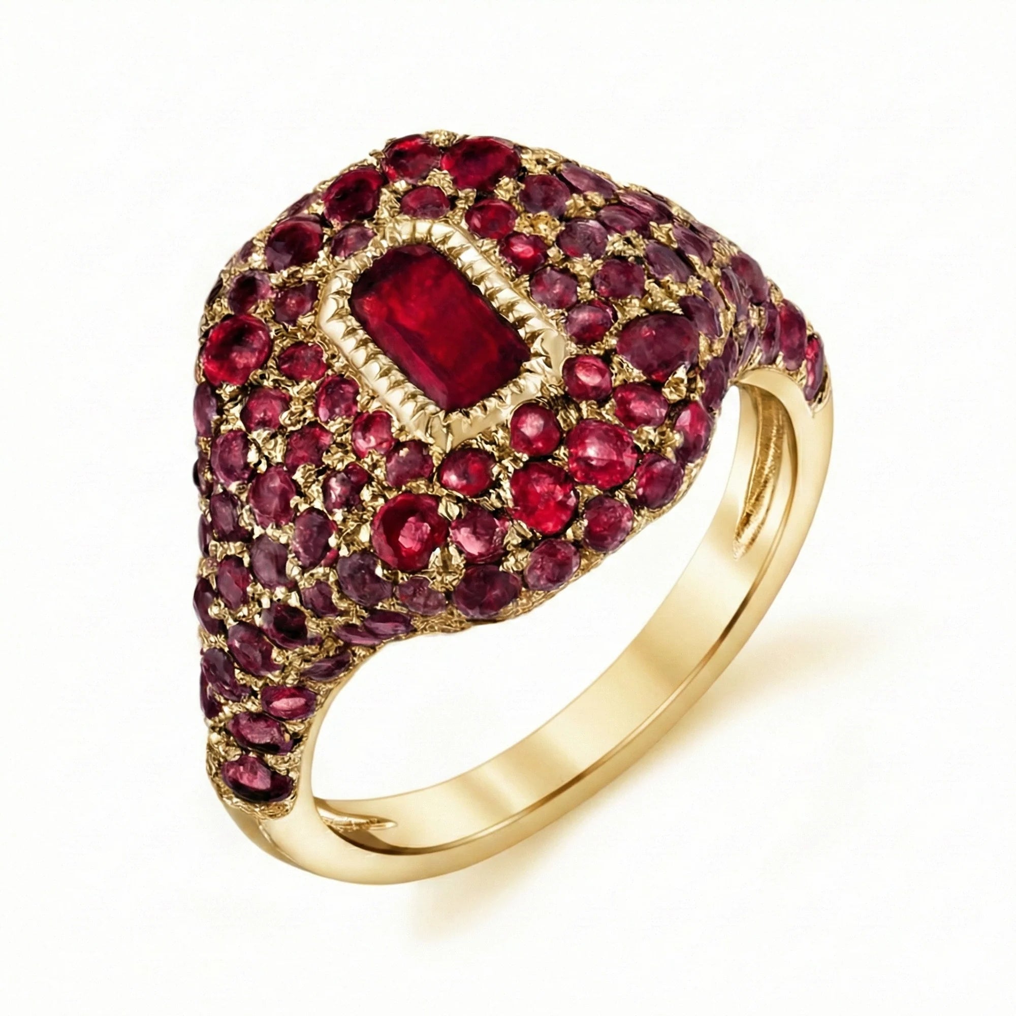 Pave Pink Sapphire or Ruby Pinky Ring
