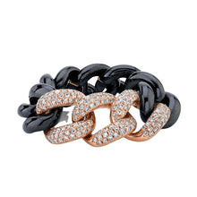 Triple Pave Diamond and Ceramic Essential Link Ring