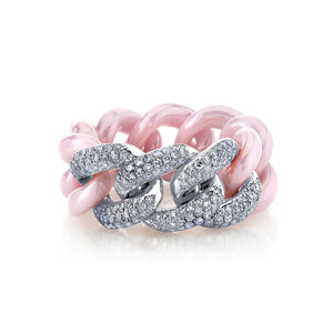 Triple Pave Diamond and Ceramic Essential Link Ring