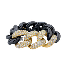 Triple Pave Diamond and Ceramic Essential Link Ring