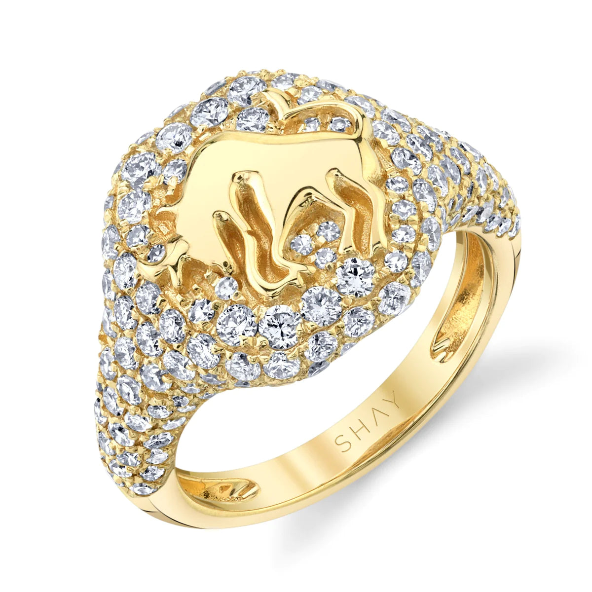 Pave Diamond Zodiac Pinky Ring