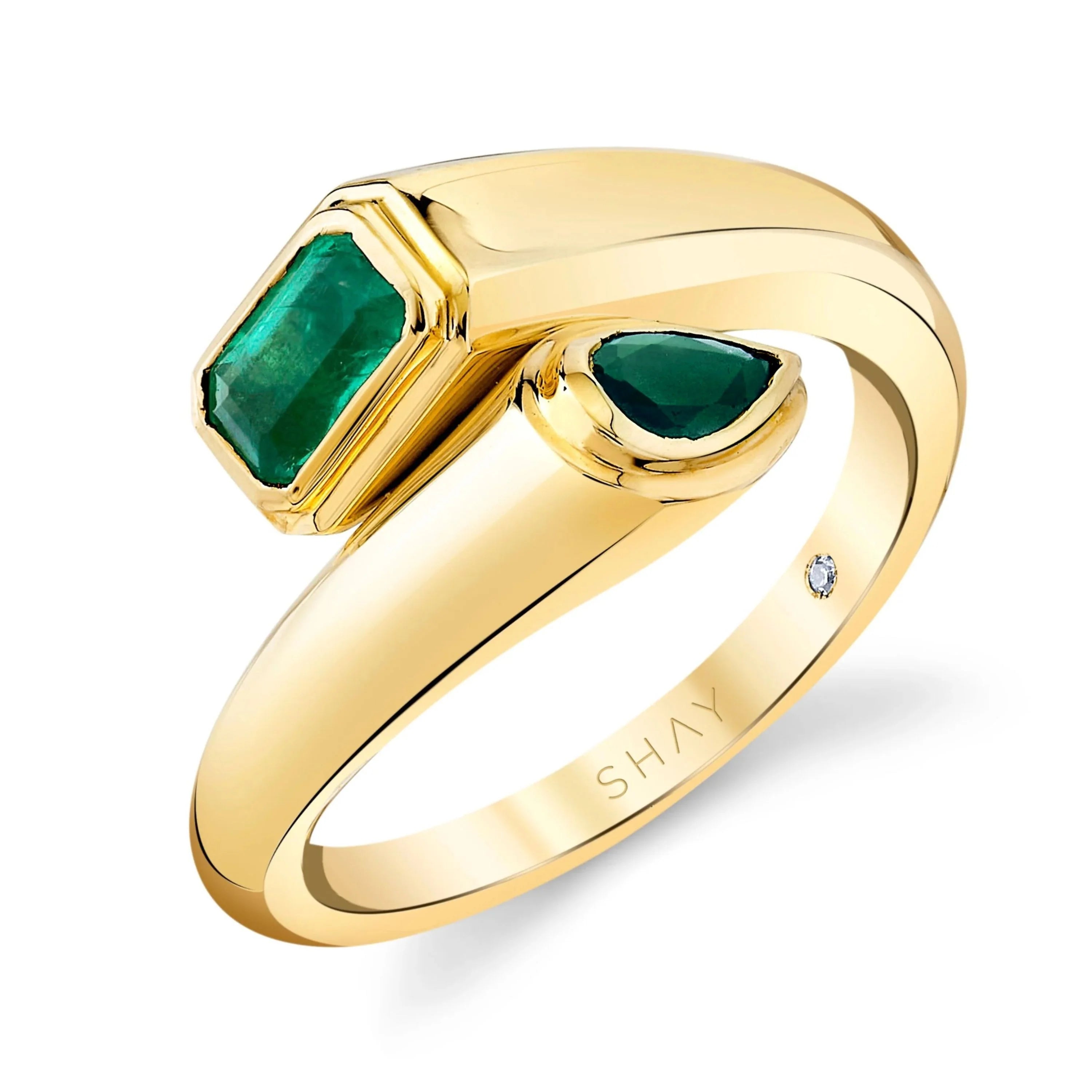 Emerald Bypass Pinky Ring