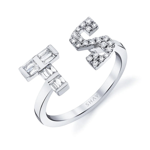 Mixed Diamond Personalized Floating Initials Ring