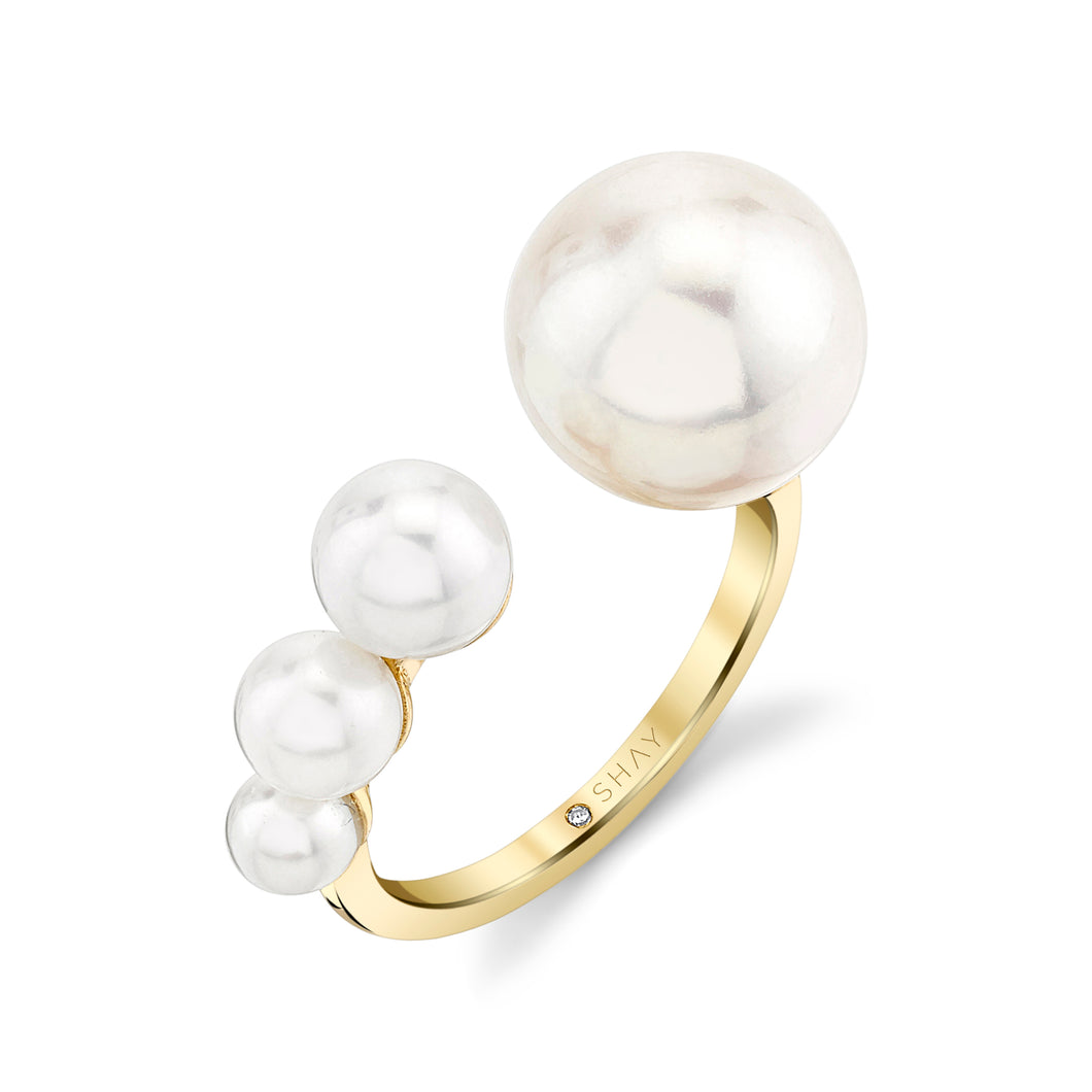 Graduated Floating Pearl Ring