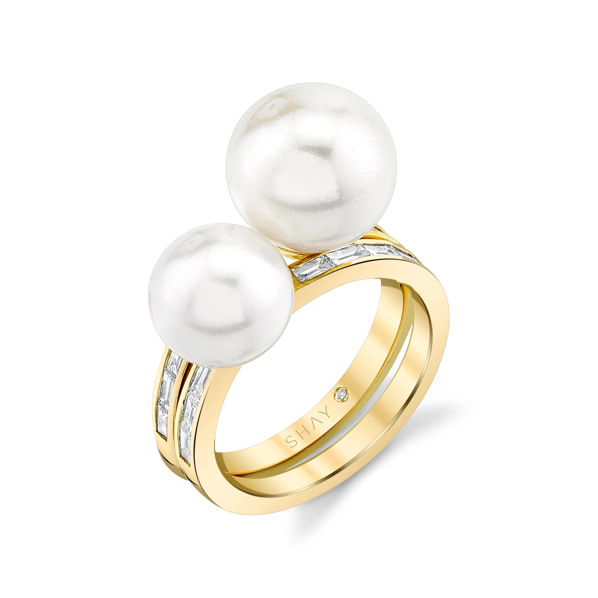 Pearl & Baguette Diamond 2 in 1 Ring