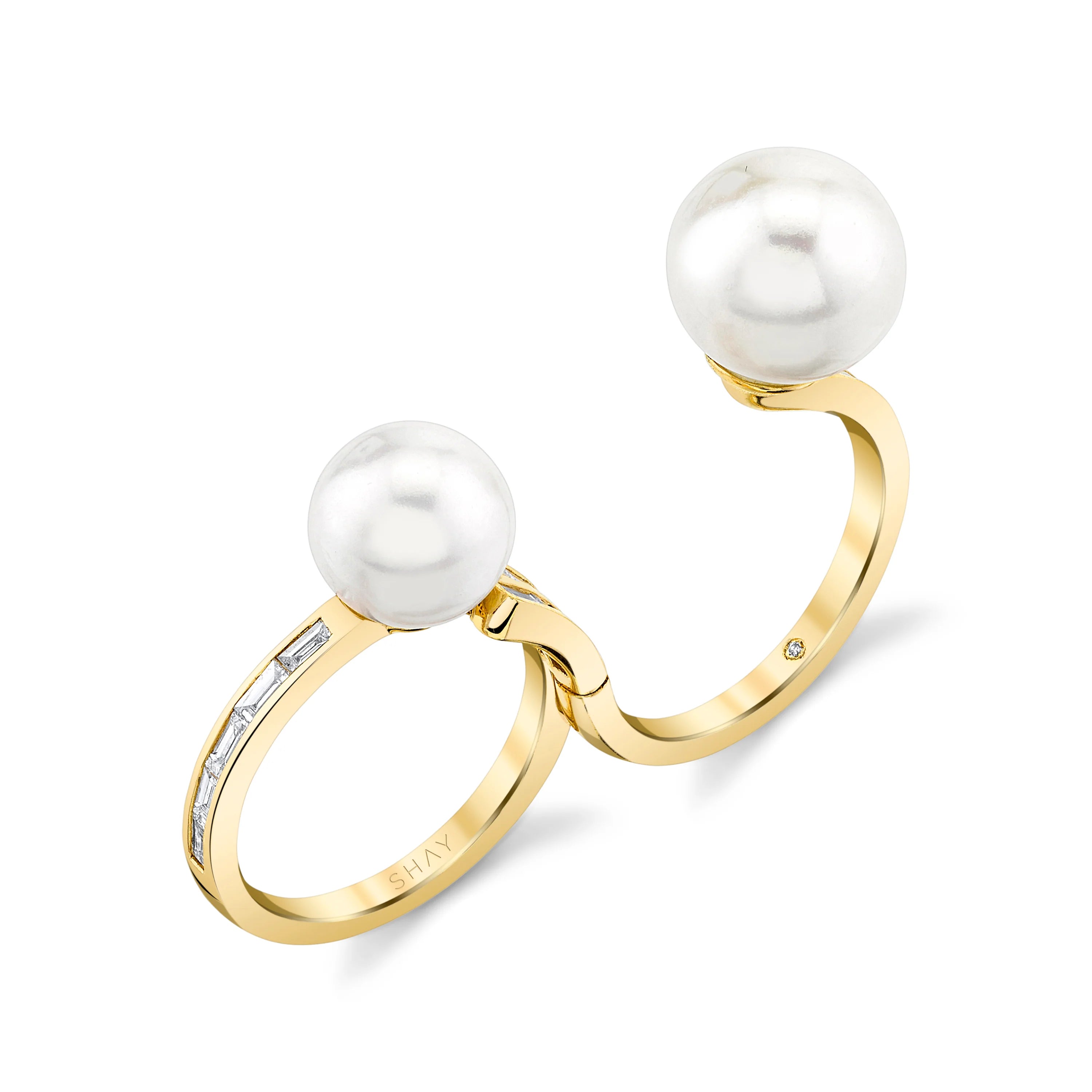 Pearl & Baguette Diamond 2 in 1 Ring