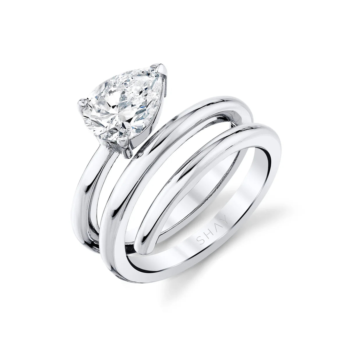 Diamond Pear Spiral Pinky Ring