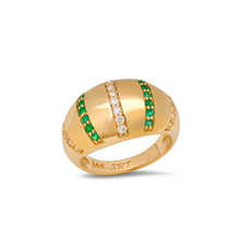 Emerald or Turquoise & Diamond Stripe Ring