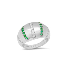 Emerald or Turquoise & Diamond Stripe Ring