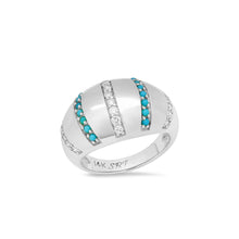 Emerald or Turquoise & Diamond Stripe Ring