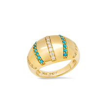 Emerald or Turquoise & Diamond Stripe Ring