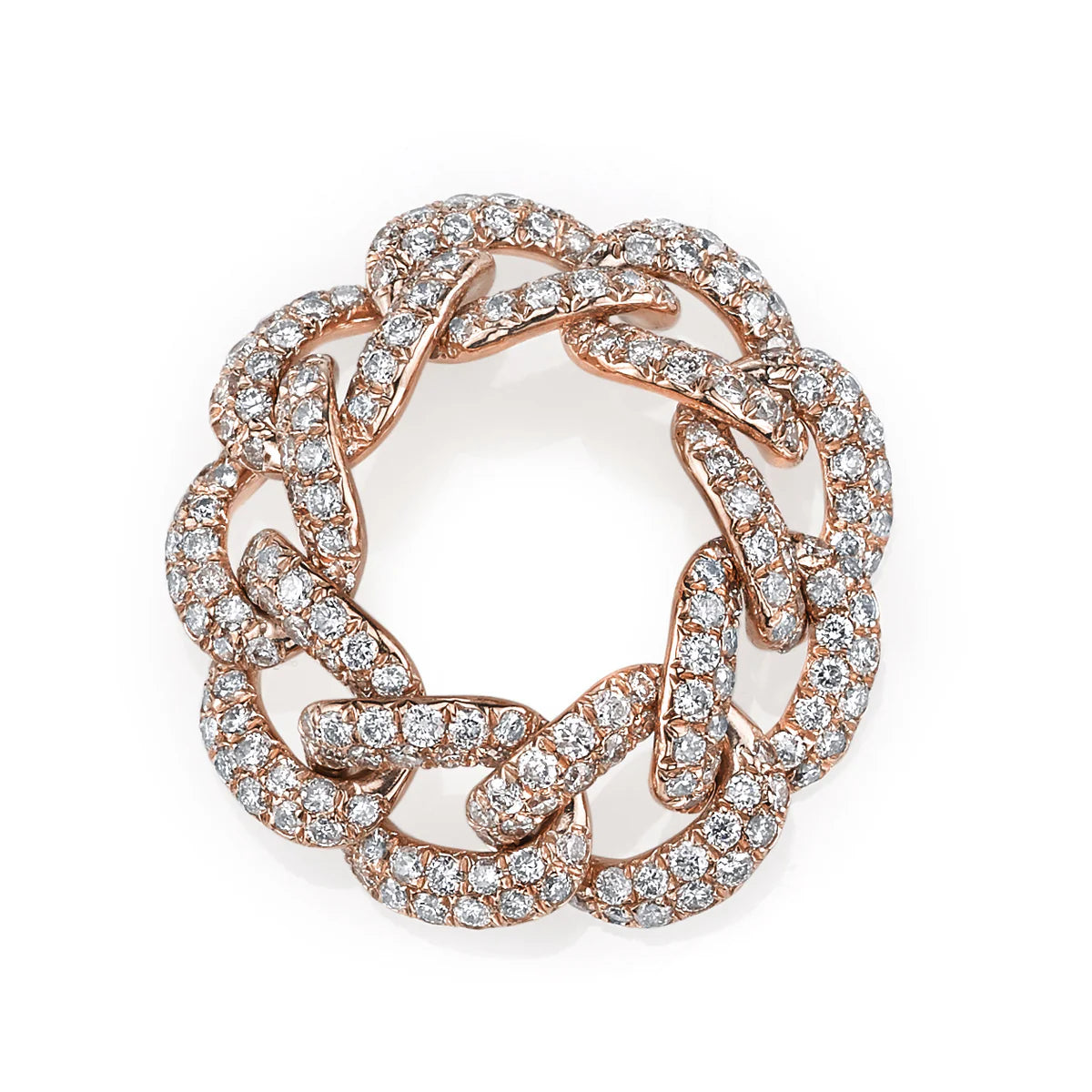 Full Link Jumbo Link Pave Diamond Ring