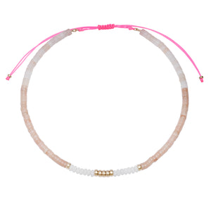 Pink Agate & White Opal Beaded Necklace