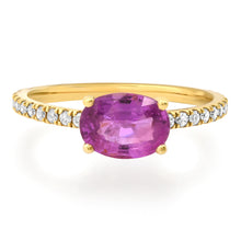 Saturated Oval Gemstone & Diamond Stacking Ring