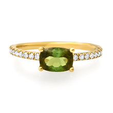 Saturated Oval Gemstone & Diamond Stacking Ring