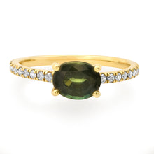 Saturated Oval Gemstone & Diamond Stacking Ring