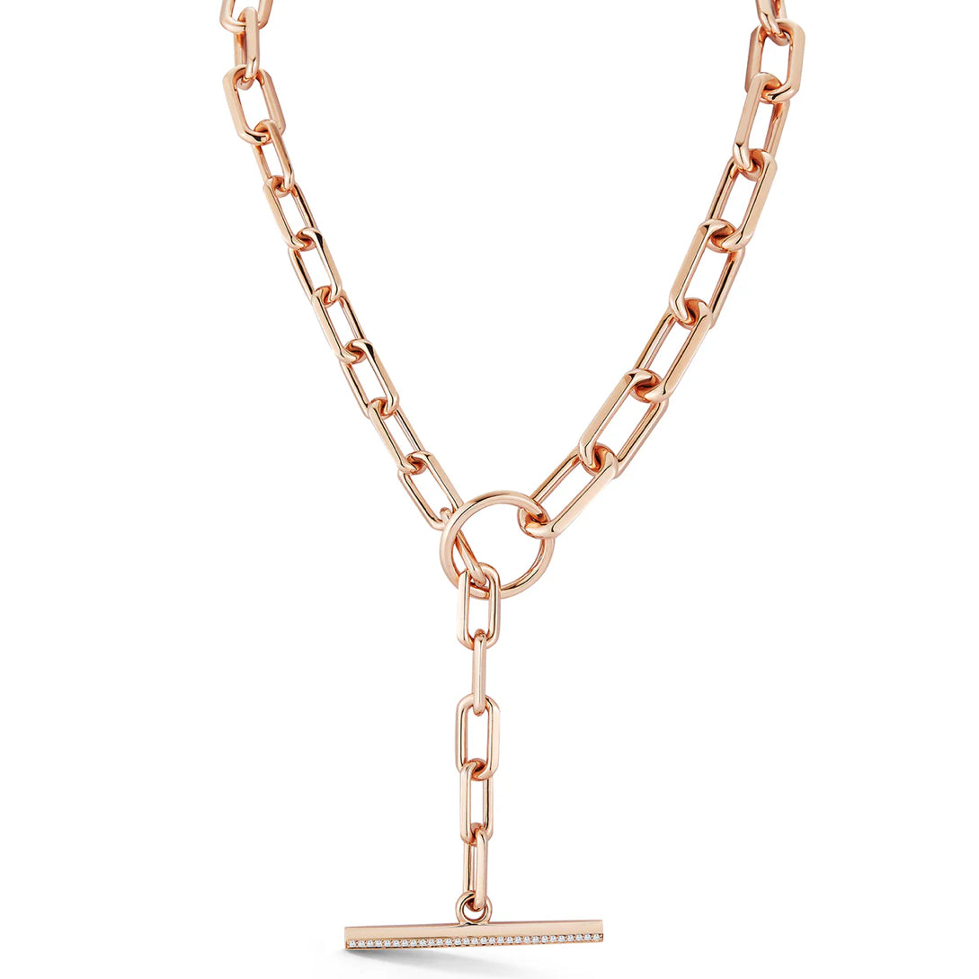 Saxon Gold & Diamond Graduated Link Chain Toggle Necklace